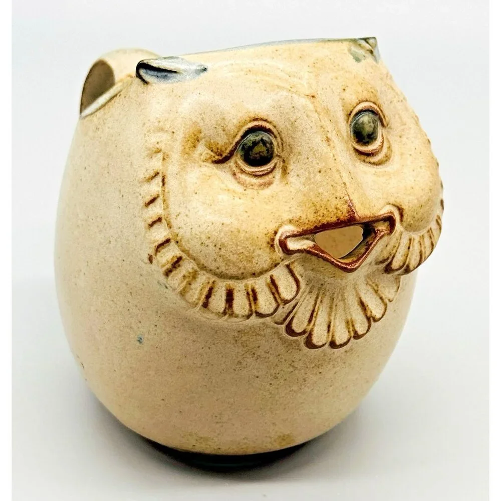 Japan Stoneware Owl Creamer Pitcher UCTCI 4.5 inch‎ Stoneware Vintage 1960s
